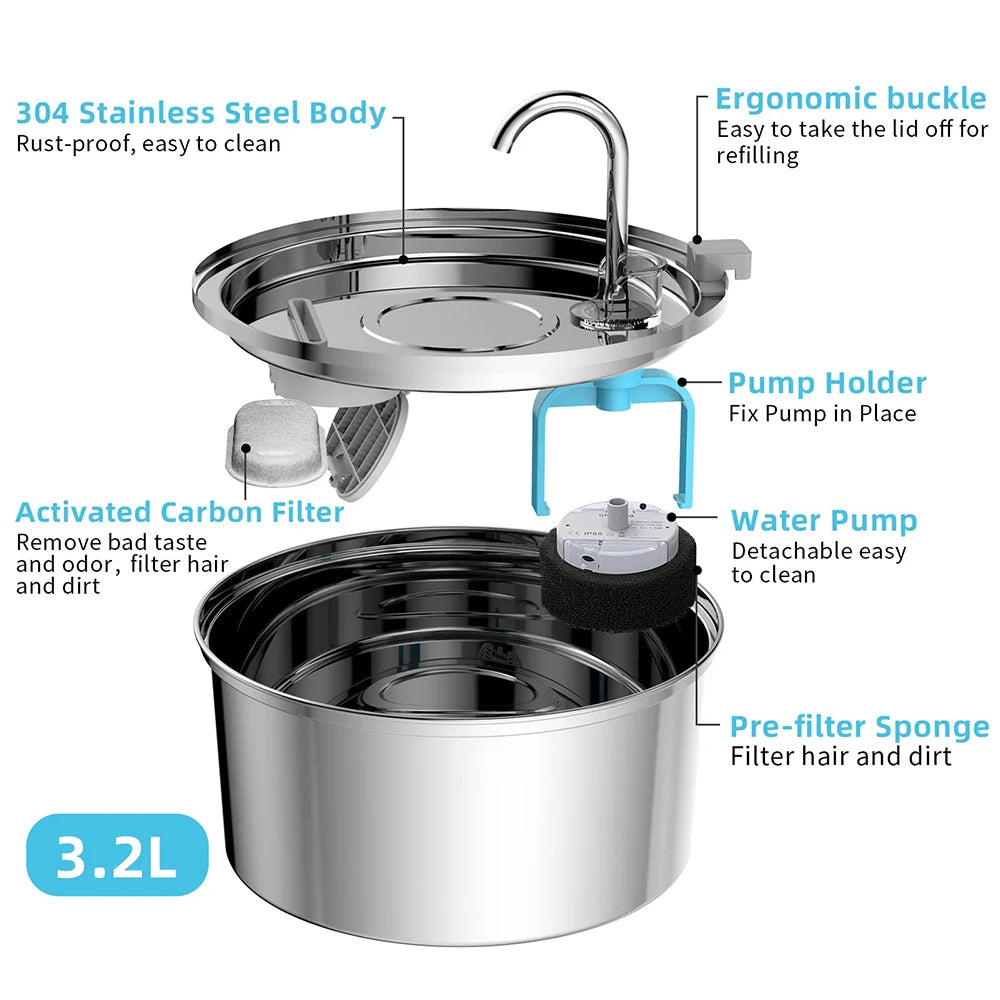 Stainless Steel Automatic Pet Water Feeder