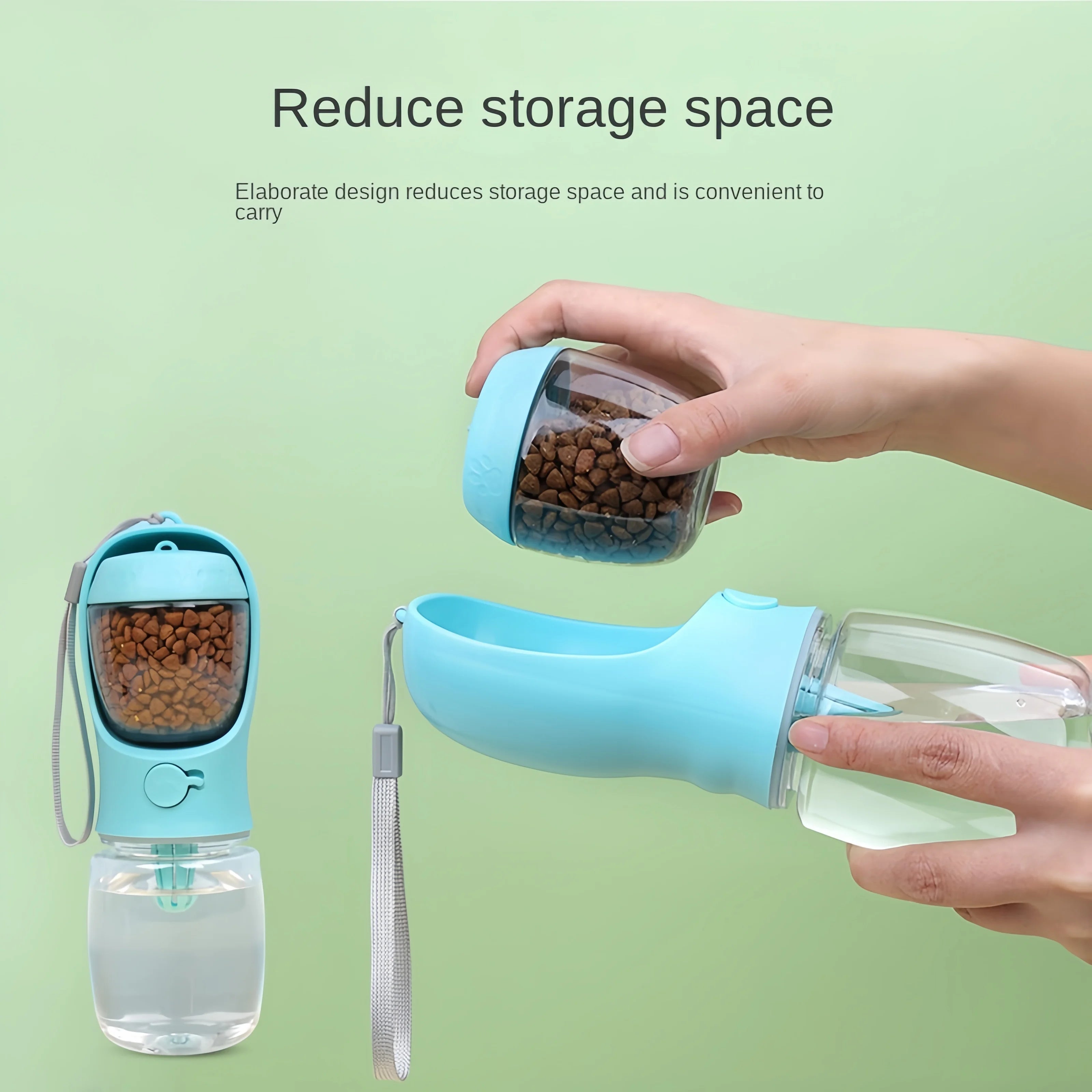 2 in 1 Portable Pet Bottle with Storage Food and Water Container