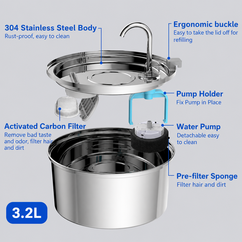 Stainless Steel Automatic Pet Water Feeder