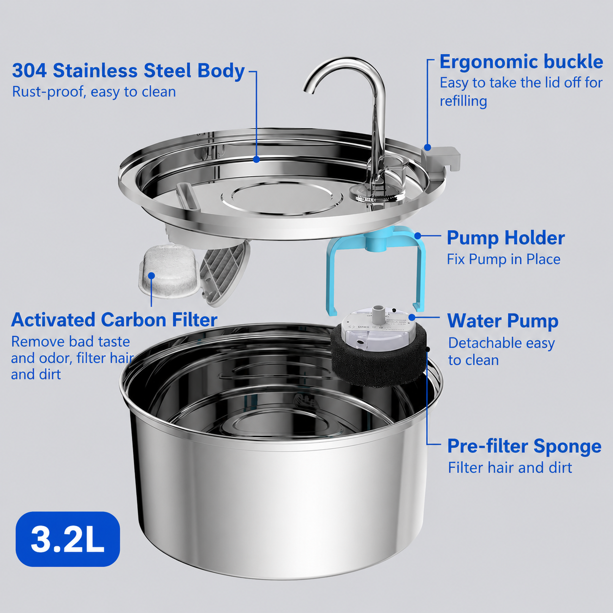 Stainless Steel Automatic Pet Water Feeder
